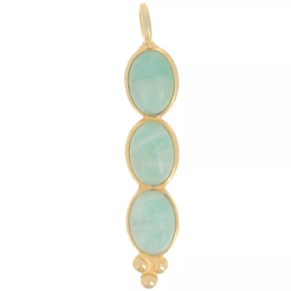 Pendentif En Amazonite - Forme Double Lune Avec Nœud Celtique - Pierre Naturelle - Neuf