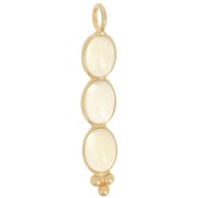 Pendentif long 32x6 mm avec 3 pierres gemmes - Doré à l'or fin - Quartz Jaune x1