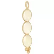 Pendentif long 32x6 mm avec 3 pierres gemmes - Doré à l'or fin - Quartz Jaune x1