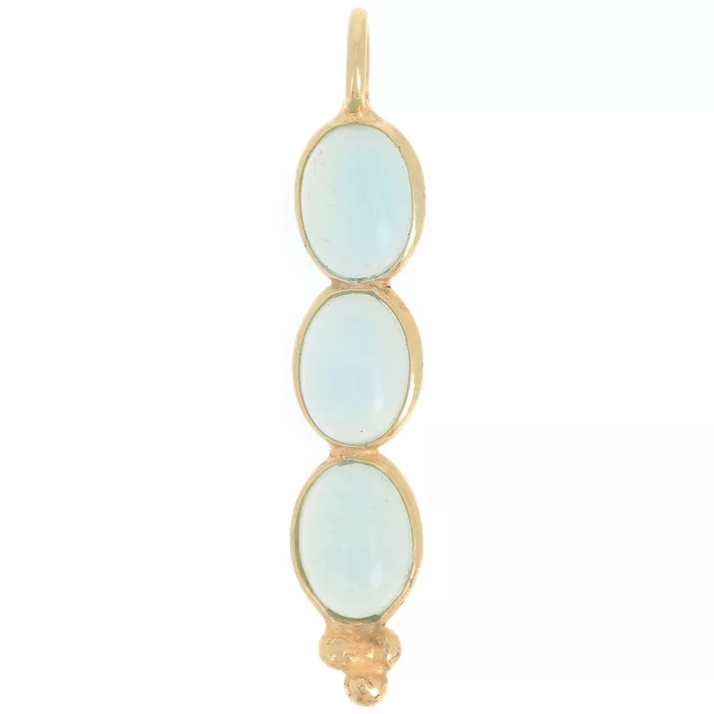 Collier En Calcédoine Naturelle Avec Perles Miyuki Plaqué Or - Fait Main, Neuf Avec étiquettes