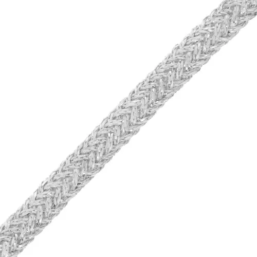 Cordon en polyester tressé et fil métallisé 5 mm - Argenté x1m