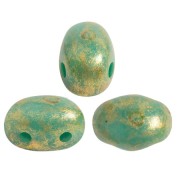 Perles en verre Samos® par Puca® 7x5 mm - Op Green Turquoise Gold Spotted x10g|raw }}