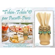 Perles en verre Samos® par Puca® 7x5 mm - Op Green Turquoise Gold Spotted x10g