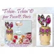 Perles en verre Samos® par Puca® 7x5 mm - Op Green Turquoise Gold Spotted x10g