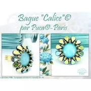 Cabochon rond en verre par Puca® 18 mm - Milky Light Sapphire x1