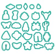Set de 25 emporte-pièces plastique pour polymère - Animaux - Fleurs et Formes