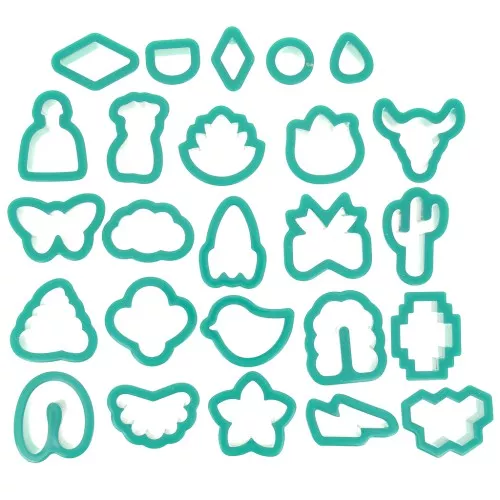 Set de 25 emporte-pièces plastique pour polymère - Animaux - Fleurs et Formes