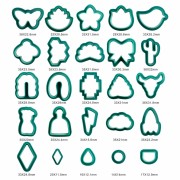 Set de 25 emporte-pièces plastique pour polymère - Animaux - Fleurs et Formes
