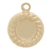 Pendentif rond 9 mm effet corde pour cabochon 5 mm - Gold filled (or laminé) x1
