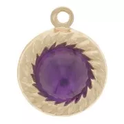 Pendentif rond 9 mm effet corde pour cabochon 5 mm - Gold filled (or laminé) x1