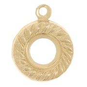 Pendentif rond évidé 9 mm effet corde pour cabochon 5 mm - Gold filled (or laminé)|raw }}