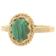 Bague réglable martelée T52 à 56 - décor couronne pour cabochon 8x6 mm Doré Or fin