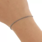 Chaîne maille Gourmette limée 1.5 mm - Argent 925 Rhodié noir x1m