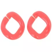 Maillon ovale torsadé en acrylique 39x34 mm - Corail x1