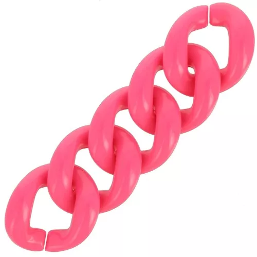 Maillon ovale torsadé en acrylique 29x21 mm - Rose fluo x1