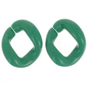 Maillon ovale torsadé en acrylique 21x18 mm - Vert foncé x1