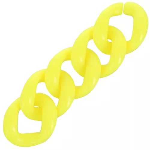 Maillon ovale torsadé en acrylique 21x18 mm - Jaune fluo x1
