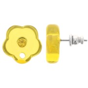 Clous d'oreilles fleurs en résine transparente 15 mm avec strass - Jaune soleil x2|raw }}