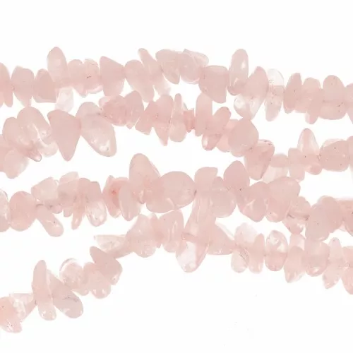 Perles chips 5 - 8 mm en pierre gemme - Quartz Rose x78cm