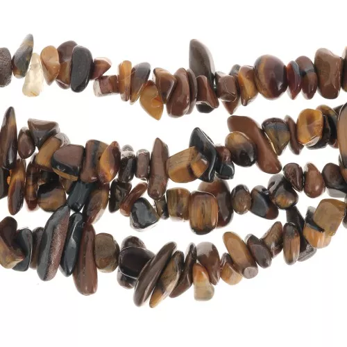 Perles chips 3 - 5 mm en pierre gemme - Oeil de Tigre x80cm