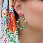 Perle en résine transparente 14 mm - Rose foncé x1