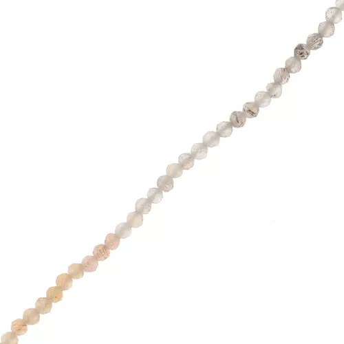 Perles rondes facettées 2 mm pierre gemme - Mix de Pierre de lune Peach x36cm