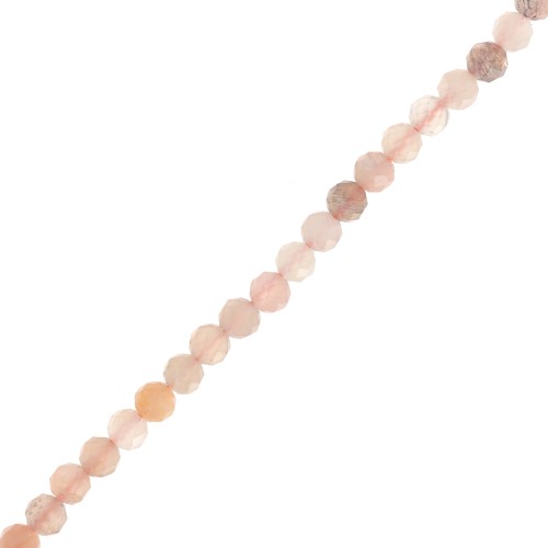 Perles rondes facettées 3.5 mm pierre gemme - Mix de Pierre de lune Peach x39cm