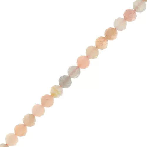 Perles rondes facettées 4 mm pierre gemme - Mix de Pierre de lune Peach x38cm