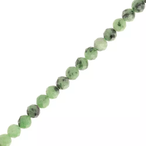 Perles rondes facettées 4 mm pierre gemme - Rubis Zoisite x39cm