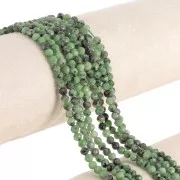 Perles rondes facettées 4 mm pierre gemme - Rubis Zoisite x39cm