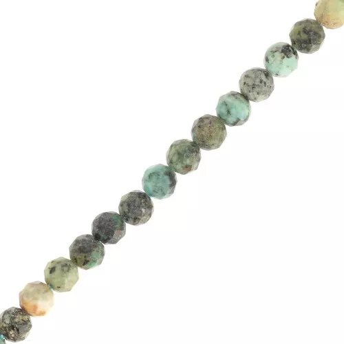 Perles rondes facettées 4.5 mm pierre gemme - Turquoise africaine - Jaspe x39cm
