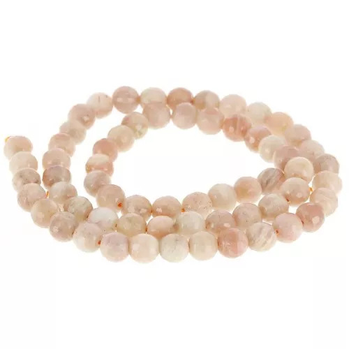 Perles rondes facettées 6 mm pierre gemme - Mix de Pierre de lune Peach x38cm