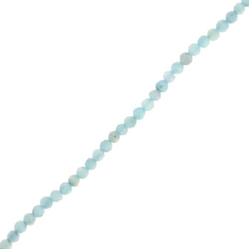 Perles rondes facettées 2 mm pierre gemme - Larimar x33cm
