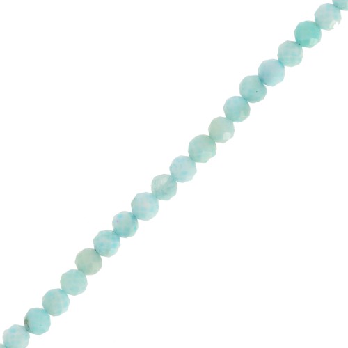 Perles rondes facettées 3.5 mm pierre gemme - Larimar x32cm