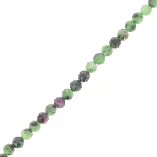 Perles rondes facettées 3 mm pierre gemme - Rubis Zoisite x39cm