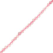Perles rondes facettées 3 mm pierre gemme - Strawberry Quartz x38cm