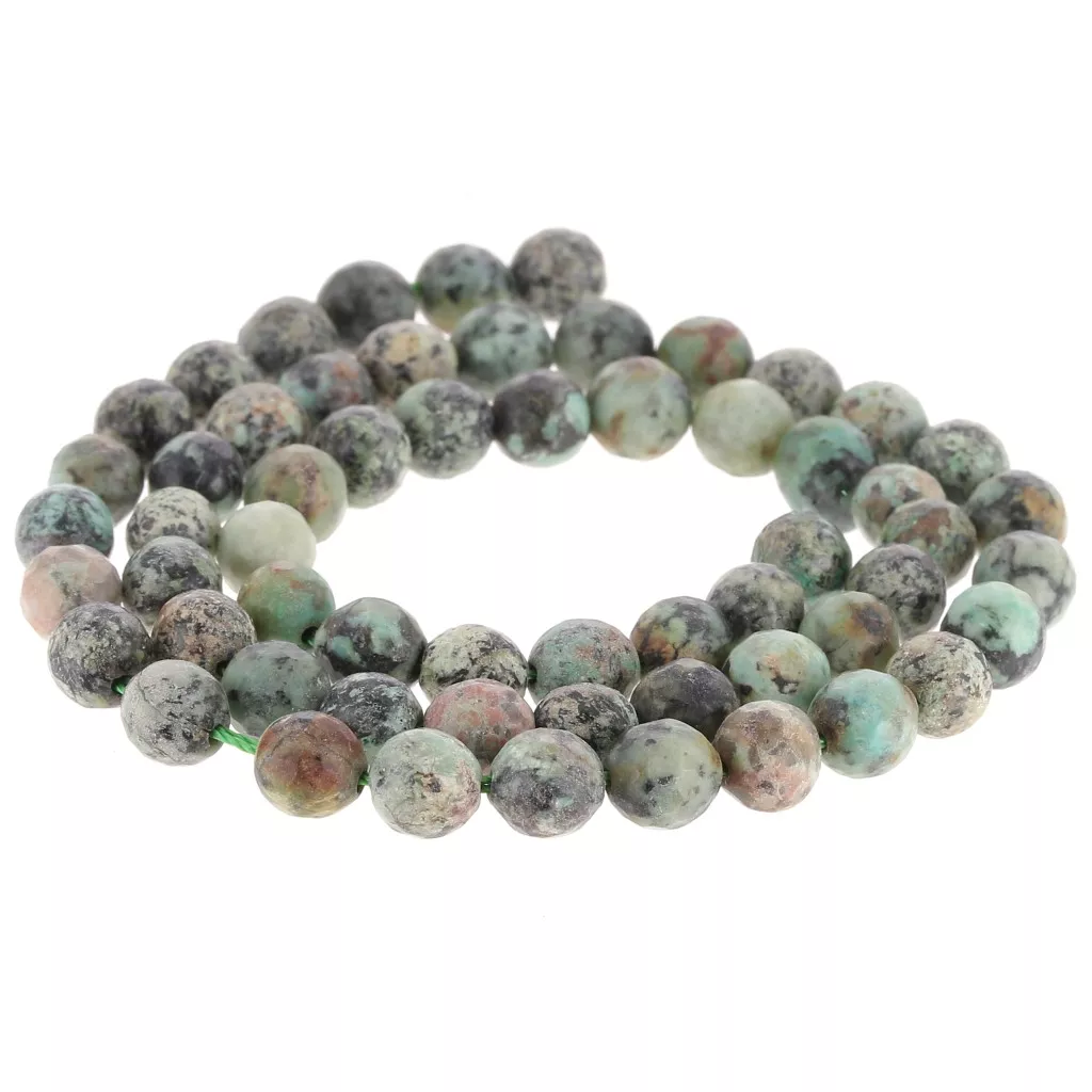 Perles Rondes Facettées En Unakite Naturelle - Tailles 2mm à 14mm, Création Bijoux