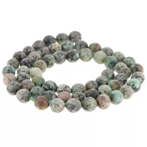 Perles rondes facettées 6 mm pierre gemme - Turquoise africaine - Jaspe x37cm