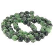 Perles rondes facettées 6 mm pierre gemme  - Rubis Zoisite x37cm|raw }}