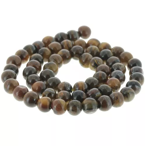 Perles rondes 6 mm pierre gemme - Oeil de tigre x37cm