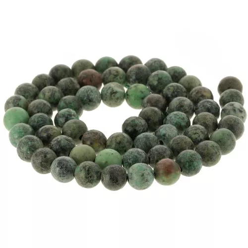 Perles rondes 6 mm pierre gemme - Turquoise africaine - Jaspe x38cm