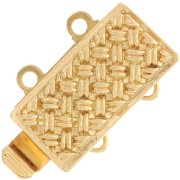 Fermoir rectangle 2 rangs à clipser 13x9.5 mm - motif tressage - Doré x1|raw }}