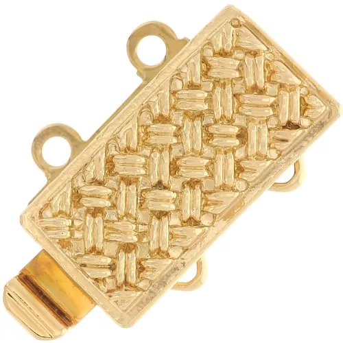 Fermoir rectangle 2 rangs à clipser 13x9.5 mm - motif tressage - Doré x1