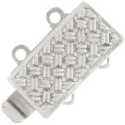 Fermoir rectangle 2 rangs à clipser 13x9.5 mm - motif tressage - White Bronze x1|raw }}