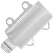 Fermoir rectangle 2 rangs à clipser 13x10 mm - White Bronze x1