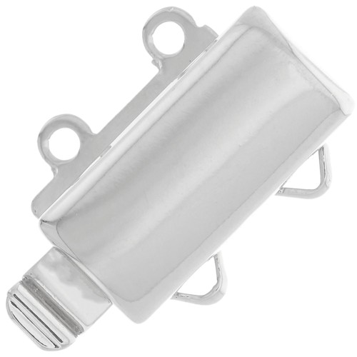 Fermoir rectangle 2 rangs à clipser 13x10 mm - White Bronze x1