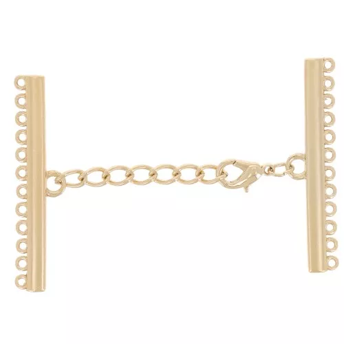 Fermoir 12 rangs 45 mm pour bracelet et collier - Doré x1