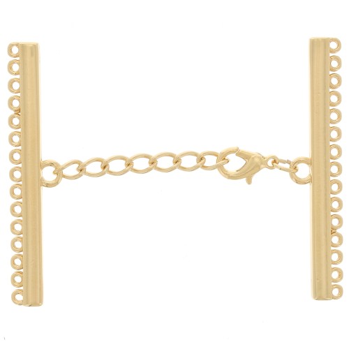 Fermoir 15 rangs 55 mm pour bracelet et collier - Doré x1