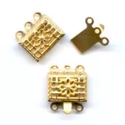 Fermoir 3 rangs 10 mm doré à l'or fin x2
