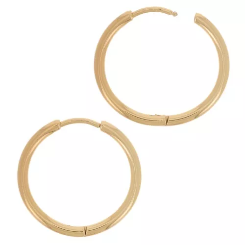 Créoles rondes 22 mm - Fil 2 mm - Acier Inoxydable 304L Doré x2